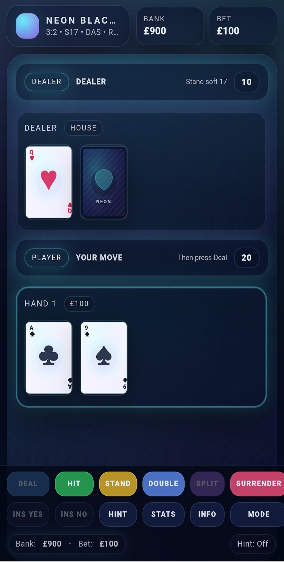 Neon Blackjack Portrait